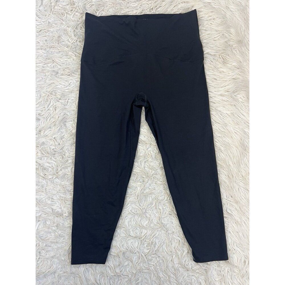 Spanx Womens Plus Size 2X Cropped Black Leggings High Waisted Stretch Activewear